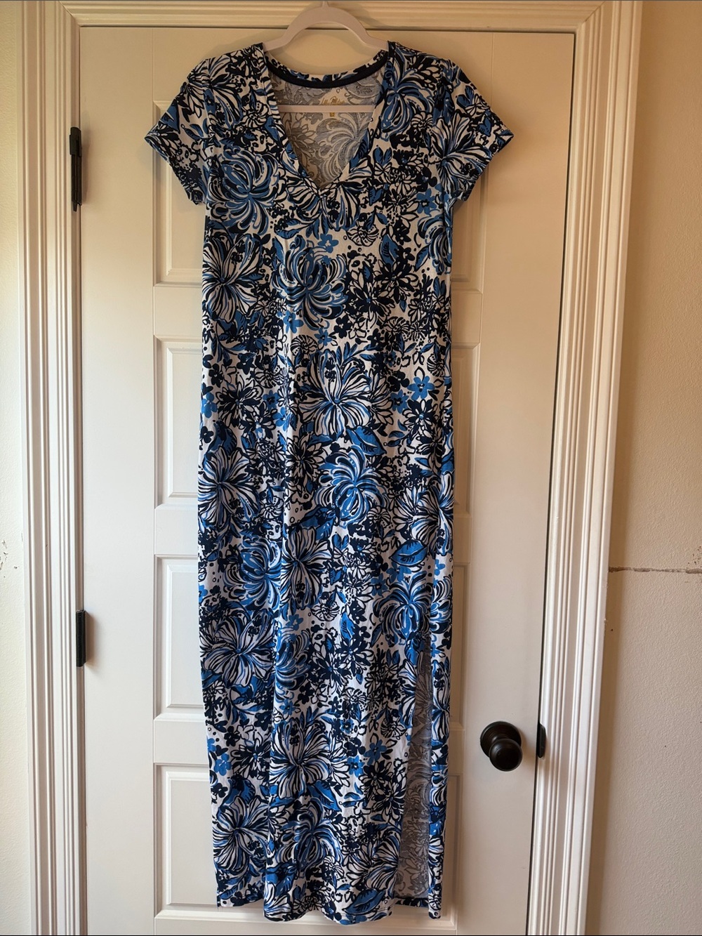 Lilly Pulitzer Blue and White Floral Maxi Dress